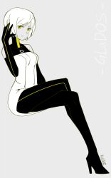  artist_name bad_id bad_pixiv_id bare_shoulders black_gloves black_pantyhose bob_cut boots character_name crossed_legs dress elbow_gloves female glados gloves high_heels kei-chan_(atlas_kei) legs long_legs pale_skin pantyhose personification portal_(series) portal_1 portal_2 shoes short_hair sitting solo strapless strapless_dress thighs tube_dress white_hair yellow_eyes 