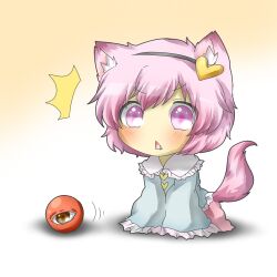  :&lt; ^^^ all_fours animal_ears bad_id bad_pixiv_id blush chibi dog_ears dog_tail female hairband heart kemonomimi_mode komeiji_satori medium_skirt oerba_yun_fang pink_eyes pink_hair pink_skirt rebecca_(keinelove) rolling shirt short_hair skirt solo surprised tail third_eye touhou 