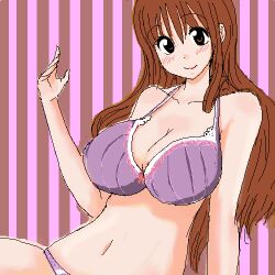  blush breasts brown brown_hair doll hair hazel_eyes hibino kamisama kamisama_dolls large large_breasts lowres shiba shiba_hibino smile swimsuit yellow_eyes 