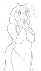  absurd_res anthro boss_monster_(undertale) bovid caprine clothed clothing denzeltip eyewear fangs female glasses hi_res mammal monochrome open_mouth smile solo standing teeth toriel undertale undertale_(series) 