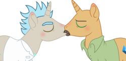  adult_swim alpha_channel beard blush breaking_bad cartoon_network clothing coat crossover digital_drawing_(artwork) digital_media_(artwork) duo equid equine facial_hair flat_colors friendship_is_magic hasbro hi_res horse icicle-wicicle-1517 kissing lab_coat male male/male mammal my_little_pony parody ponification pony rick_and_morty rick_sanchez topwear walter_white 