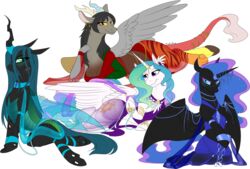  alicorn alpha_channel arthropod blush breasts chains changeling chimera cleavage clothed clothing draconequus equid equine fan_character female feral friendship_is_magic group hasbro hi_res horn mammal my_little_pony mythological_creature mythological_equine mythology mythpony nightmare_moon_(mlp) princess_celestia_(mlp) queen_chrysalis_(mlp) translucent translucent_wings wings 