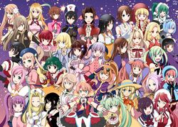  6+girls aerith_gainsborough alisha_diphda annie_barrs aty_(summon_night) black_hair blonde_hair blue_eyes blue_hair bodysuit bokujou_monogatari bokujou_monogatari:_mineral_town_no_nakama_tachi bracelet breasts brown_eyes brown_hair character_request chloe_valens choker claire_(bokujou_monogatari) closed_mouth colette_brunel collarbone cropped_jacket crossover dewprism dragon_quest dragon_quest_xi dress elle_mel_martha estellise_sidos_heurassein farah_oersted final_fantasy final_fantasy_ix final_fantasy_vii final_fantasy_x frey_(rune_factory) garnet_til_alexandros_xvii gloves green_eyes gyakuten_saiban hair_ribbon hanyuu hat highres higurashi_no_naku_koro_ni imu_(lom) in-franchise_crossover iria_animi jacket jewelry legend_of_mana long_hair long_sleeves looking_at_viewer marta_lualdi maya_fey medium_hair milla_maxwell mint_(dewprism) mint_adenade multiple_girls necklace nurse_cap one_eye_closed open_mouth orange_bodysuit pink_hair ponytail precis_neumann purple_hair re:zero_kara_hajimeru_isekai_seikatsu reala_(tales) red_eyes red_hair rem_(re:zero) ribbon ruiki_(fkhv7527) rune_factory rune_factory_4 rutee_katrea seiken_densetsu short_hair smile sophia_esteed sophie_(tales) star_ocean star_ocean_the_second_story star_ocean_till_the_end_of_time summon_night summon_night_2 summon_night_3 tales_of_(series) tales_of_berseria tales_of_destiny tales_of_destiny_2 tales_of_eternia tales_of_graces tales_of_innocence tales_of_legendia tales_of_phantasia tales_of_rebirth tales_of_symphonia tales_of_symphonia_knight_of_ratatosk tales_of_the_abyss tales_of_vesperia tales_of_xillia tales_of_xillia_2 tales_of_zestiria tear_grants toris twintails velvet_crowe veronica_(dq11) yuna_(ff10) 