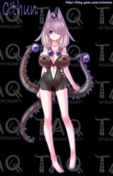  animal_ears bad_feet barefoot breasts c&#039;thun female hair_over_one_eye huge_breasts legs monster_girl narrow_waist nefarian personification photoshop_(medium) purple_eyes solo tentacle warcraft white_hair world_of_warcraft 