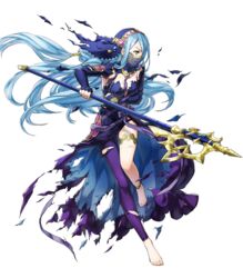  asymmetrical_legwear axe azura_(fire_emblem) azura_(performing_arts)_(fire_emblem) bare_shoulders barefoot battle_axe breasts commentary_request dress female fingerless_gloves fire_emblem fire_emblem_fates fire_emblem_heroes full_body gloves highres holding holding_weapon kaya8 leg_up long_hair looking_away medium_breasts official_art pantyhose polearm scar see-through single_leg_pantyhose skirt solo thigh_strap torn_clothes torn_skirt transparent_background turtleneck uneven_legwear veil very_long_hair weapon yellow_eyes 