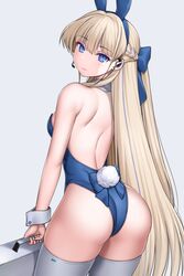  animal_ears asamura_hiori ass back bare_shoulders blonde_hair blue_archive blue_eyes blue_leotard blush braid breasts briefcase detached_collar earpiece fake_animal_ears fake_tail female hair_ribbon half_up_braid half_up_half_down_braid highleg highleg_leotard highres leotard long_hair looking_at_viewer looking_back md5_mismatch official_alternate_costume playboy_bunny rabbit_ears rabbit_tail ribbon small_breasts solo strapless strapless_leotard tail thighhighs thighs toki_(blue_archive) toki_(bunny)_(blue_archive) very_long_hair white_thighhighs wrist_cuffs 