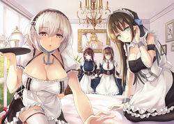  azur_lane curacao_(azur_lane) curlew_(azur_lane) maid newcastle_(azur_lane) sirius_(azur_lane) yuemanhuaikong 