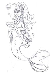  2018 accessory anthro bubble equid european_mythology female fin fish flower flower_in_hair friendship_is_magic full-length_portrait gills greek_mythology hair hair_accessory half-closed_eyes hasbro hi_res hippocampus jimfoxx looking_at_viewer mammal marine merfolk mermaid_tail monochrome mouth_closed my_little_pony my_little_pony:_the_movie_(2017) mythology narrowed_eyes neck_gills plant portrait princess_skystar_(mlp) scales signature smile smiling_at_viewer solo split_form tail tail_fin 