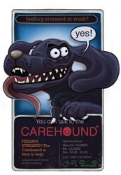  4_eyes alpha_channel ambiguous_gender canid canine canis carehound claws domestic_dog don&#039;t_hug_me_i&#039;m_scared english_text feral floppy_ears hi_res mammal multi_eye pidgequill poster poster_template sharp_teeth snout solo teeth text tongue tongue_out 