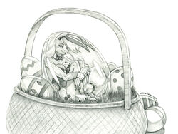  2022 anthro applejack_(mlp) baron_engel basket bow_(feature) bow_in_front bow_tie breasts bunny_costume clothing container costume cuffs_(clothing) earth_pony easter easter_basket easter_egg equid equine eyebrows fake_ears fake_rabbit_ears female friendship_is_magic graphite_(artwork) greyscale hair hasbro holidays horse leotard long_hair looking_at_viewer mammal monochrome my_little_pony pencil_(artwork) pony solo traditional_media_(artwork) 