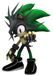  3d_(artwork) alpha_channel anthro ashura_the_hedgehog black_body black_fur clothing digital_media_(artwork) eulipotyphlan fan_character fingerless_gloves footwear fur gloves green_body green_fur handwear hedgehog jackydik low_res male mammal sega shoes solo sonic_the_hedgehog sonic_the_hedgehog_(series) spiked_gloves spikes 