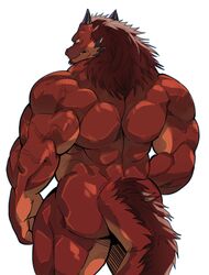  2_horns absurd_res anthro back_muscles biceps hi_res horn lizard lizardfolk_(lustful_desires) lustful_desires male muscular muscular_anthro muscular_male red_body reptile roushk_(lustful_desires) scalie solo spikes spikes_(anatomy) tail vein veiny_muscles yazoe 