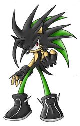  anthro ashura_the_hedgehog black_body black_fur clothing eulipotyphlan fan_character fingerless_gloves footwear fur gloves green_body green_fur handwear hedgehog male mammal punkxblaze sega shoes solo sonic_the_hedgehog sonic_the_hedgehog_(series) spiked_gloves spikes 