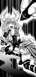  aura_(sousou_no_frieren) aura_bullying_(meme) balance_scale braid corset demon_girl demon_horns diavolo dithering elbow_gloves female fourth_wall frilled_skirt frills gloves greyscale highres holding_scale horns ireading jojo_no_kimyou_na_bouken long_hair low-braided_long_hair low-tied_long_hair meme monochrome multiple_braids open_mouth parody pen scared skirt sousou_no_frieren sweat trembling vento_aureo weighing_scale 