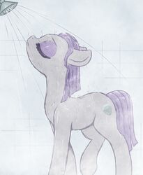  2023 absurd_res bathing closed_eyes earth_pony equid equine female feral friendship_is_magic hair hasbro hi_res horse mammal maud_pie_(mlp) my_little_pony pony quadruped showering solo t72b wet wet_body wet_hair 