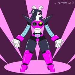  1:1 absurd_res alternate_species anthro armor black_hair boss_monster_(undertale) bovid caprine goat hair hi_res horn mac-daddy machine male mammal mettaton mettaton_ex pink_light robot robotic robotic_arm robotic_leg undertale undertale_(series) white_head 