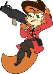  2016 alpha_channel anthro biped buckteeth chokovit_(artist) clothed clothing colored countershade_fur countershading digital_drawing_(artwork) digital_media_(artwork) explosives eyebrow_through_hair eyebrows female fur green_eyes grenade grenade_belt gun hair hat headgear headwear hi_res holding_clothing holding_gun holding_hat holding_headgear holding_headwear holding_object holding_ranged_weapon holding_rocket_launcher holding_weapon mammal melanie_foster orange_body orange_fur orange_hair orange_tail pink_nose pink_tongue ranged_weapon rocket_launcher rodent sciurid soldier_(team_fortress_2) solo standing tail team_fortress_2 teeth tongue translucent translucent_hair tree_squirrel valve weapon 