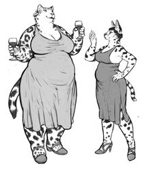  2023 alcohol anthro belly beverage big_belly big_breasts breasts cettus cleavage clothed clothing container cup dialogue dress drinking_glass duo felid feline female flat_colors footwear fully_clothed fur glass glass_container glass_cup greyscale hand_on_hip hi_res high_heels holding_glass holding_object holding_wine_glass ilse_lemaire jaguar line_art mammal markings monochrome navel_outline overweight overweight_anthro overweight_female pantherine serval shoes side_boob simple_background size_difference slightly_chubby slightly_chubby_anthro slightly_chubby_female spots spotted_body spotted_fur spotted_markings spotted_tail standing striped_markings striped_tail stripes tail tail_markings weight_difference white_background wide_hips wine wine_glass 