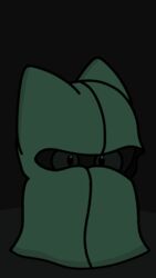  9:16 cloak cloak_only clothing colored domestic_cat felid feline felis gooblie_2 green_cloak green_clothing green_sclera hi_res hiding isaac_(gooblie_ii) male mammal scared shy silly simple_background solo 