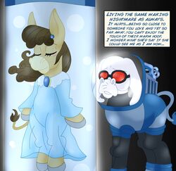 asinus batman batman_(series) blackbewhite2k7 containment_tube cranky_doodle_donkey_(mlp) crossover dc_comics donkey duo english_text equid equine female friendship_is_magic hasbro hi_res male mammal matilda_(mlp) mr._freeze my_little_pony sad stasis_chamber text