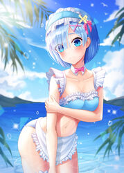  bikini breast_hold cleavage re_zero_kara_hajimeru_isekai_seikatsu rem_(re_zero) ryon_y0421 swimsuits 