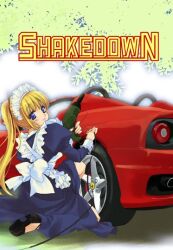  blonde_hair car drill f_360 ferrari motor_vehicle ponytail vehicle 