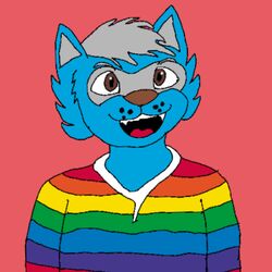  anthro blue_body blue_fur clothing connor fur grey_hair hair lgbt_pride male male/male mammal multicolored_clothing multicolored_shirt multicolored_topwear pride_color_clothing pride_color_topwear pride_colors procyonid raccoon rainbow_clothing rainbow_flag rainbow_pride_flag rainbow_shirt rainbow_symbol rainbow_topwear shirt six-stripe_rainbow_pride_colors solo topwear 