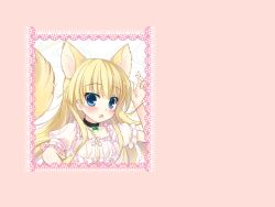  animal_ears blonde_hair blue_eyes blush collar oerba_yun_fang pink tail wolfgirl 