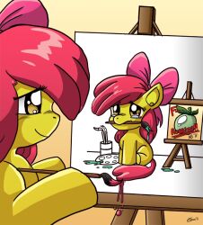  amber_eyes apple_bloom_(mlp) brush canvas creating_art earth_pony equid equine female feral friendship_is_magic hair hasbro horse lolicon mammal my_little_pony paintbrush painting palette pony quadruped recursion red_hair solo tail xkappax young young_female young_feral 