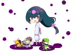  bad_id bad_pixiv_id character_doll female flower green_eyes green_hair hair_ornament ikeyaso japanese_clothes katana katanagatari kimono leaf long_hair maniwa_chouchou maniwa_kamakiri maniwa_mitsubachi mask orange_hair praying_mantis purple_eyes solo sword wasp weapon yasuri_nanami 