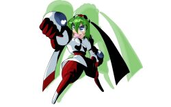  16:10 blue_eyes female gesture green_hair hair hand_gesture human machine mammal marina_(disambiguation) mischief_makers open_mouth robot spikewible standing teeth thumbs_down wallpaper widescreen 