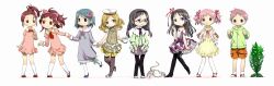  1boy 6+girls aged_down akemi_homura alien_(1979) alien_(series) black_hair blonde_hair blue_eyes blue_hair bow braid brown_eyes commentary_request dress drill_hair facehugger flower glasses hair_ribbon highres kaname_madoka kaname_tatsuya kyuubee long_hair magical_girl mahou_shoujo_madoka_magica mahou_shoujo_madoka_magica_(anime) miki_sayaka mizuhashi_kaori multiple_girls oerba_yun_fang pantyhose pink_eyes pink_hair plant ponytail purple_hair red-framed_eyewear red_eyes red_hair ribbon sakura_kyoko sakura_momo shizuki_hitomi short_hair short_twintails shorts sparkle strap_slip takimiya_kazutaka thighhighs tomoe_mami twintails voice_actor_connection yellow_eyes 