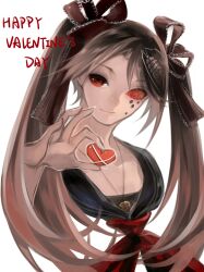  bow ca_(maeda_koutarou) calne_ca_(deino) closed_mouth commentary crustacean female hair_ribbon hairbow happy_valentine heart isopod jewelry long_hair looking_at_viewer necklace original portrait red_eyes ribbon saikin_osen_-_bacterial_contamination_-_(vocaloid) sailor_collar simple_background skull skull_necklace smile solo twintails valentine vocaloid xxx_sherry 