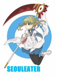  alternate_clothing alternate_costume blonde_hair green_eyes highres maka_albarn scythe soul_eater weapon 