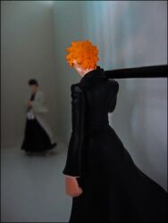  2boys absurdres aizen_sousuke bleach chibi gashapon highres kurosaki_ichigo multiple_boys orange_hair photo shinigami toy 