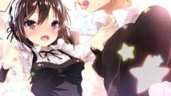  1boy bad_id bad_pixiv_id black_hair blush boku_wa_tomodachi_ga_sukunai carrying condom condom_in_mouth female hasegawa_kodaka head_out_of_frame maid maid_headdress mikazuki_yozora mouth_hold open_mouth photoshop_(medium) princess_carry ribbon short_hair show_(rinnetenshow) star_(symbol) sweat tears 