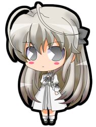  antenna_hair blush chibi female gothic_lolita grey_eyes grey_hair kasugano_sora lolita_fashion long_hair lowres pac-man_eyes ribbon solo suntail yosuga_no_sora 