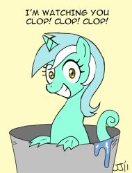  bucket container dialogue english_text equid equine female fish friendship_is_magic hasbro horn john_joseco looking_at_viewer lyra_heartstrings_(mlp) mammal marine my_little_pony mythological_creature mythological_equine mythology rin_(disambiguation) seahorse solo syngnathid syngnathiform text unicorn 