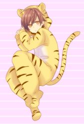  1boy aged_down animal_costume animal_print bad_id bad_pixiv_id brown_eyes brown_hair kaburagi_t._kotetsu lolicon male_focus msk_08 solo tiger_&amp;_bunny tiger_costume tiger_print 