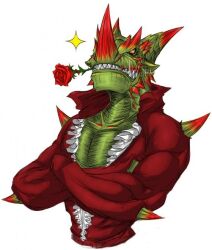  amber_eyes capcom classy dragon espinas flower flying_wyvern grin male monster_hunter mythological_creature mythological_scalie mythology plant reptile rose_(flower) scalie smile solo spines tagane thorns 