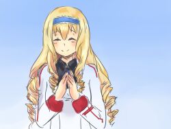  anonymous_drawfag_(artist) artist_request blonde_hair cecilia_alcott check_artist closed_eyes closed_mouth drill_hair female fingers_together infinite_stratos long_hair simple_background solo 