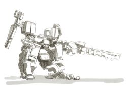  armored_core armored_core_5 battle_rifle fanart from_software gun mecha monochrome rifle weapon 