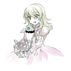  aqua_eyes creature doll dress elise_lutus elize_lutus female frills green_eyes lowres open_mouth ribbon tales_of_(series) tales_of_xillia teepo_(tales) tippo 