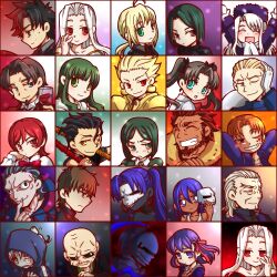  6+boys 6+girls artoria_pendragon_(fate) assassin_(fate/zero) bad_id bad_pixiv_id berserker_(fate/zero) chibi child_assassin_(fate/zero) crest_worm dark-skinned_female dark_persona dark_skin diarmuid_ua_duibhne_(lancer)_(fate) dual_persona emiya_kiritsugu everyone fate/zero fate_(series) female_assassin_(fate/zero) gilgamesh_(fate) gilles_de_rais_(caster)_(fate) hat hisau_maiya illyasviel_von_einzbern irisviel_von_einzbern irisviel_von_einzbern_(angel&#039;s_song) iskandar_(fate) kayneth_el-melloi_archibald kotomine_kirei mask matou_kariya matou_sakura matou_zouken mikecat multiple_boys multiple_girls purple_hat saber_(fate) sola-ui_nuada-re_sophia-ri tohsaka_aoi tohsaka_rin tohsaka_tokiomi uryuu_ryuunosuke waver_velvet worm 