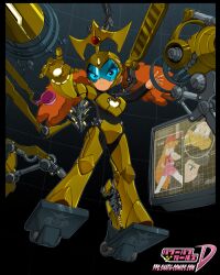  armor bleedman blossom_(ppg) bodysuit brush bubbles_(ppg) buttercup_(ppg) commentary crown english_commentary female head-mounted_display helmet iron_man_(series) long_hair marvel parody power_armor powerpuff_girls powerpuff_girls_doujinshi princess_morbucks red_hair twintails 