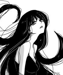  bare_shoulders bishoujo_senshi_sailor_moon commentary_request female greyscale high_contrast hino_rei jitome lisginka long_hair monochrome signature solo white_background 