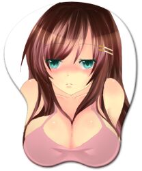  aqua_eyes bare_shoulders blush breasts brown_hair female mousepad sophia_esteed square_enix star_ocean star_ocean_till_the_end_of_time 