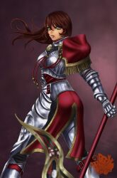  female highres hildegard_von_krone long_hair looking_at_viewer mole red_hair solo soul_calibur soul_calibur_iv soulcalibur_iv standing xuexue_yue_hua 