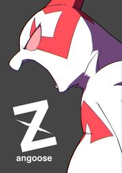  angry anthro belly fangs fur generation_3_pokemon half-length_portrait hi_res markings matchstick_39 nintendo open_mouth pink_eyes pokemon pokemon_(species) portrait red_markings slightly_chubby solo teeth white_body white_fur yelling zangoose 