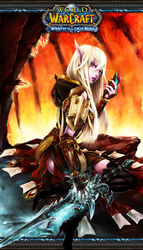  armor blood_elf_(warcraft) commentary_request female fingernails frostmourne highres judgement_armor lipstick makeup nail_polish paladin_(warcraft) pandaz photoshop_(medium) player_character_(wow) pointy_ears purple_nails red_eyes silver_hair solo warcraft world_of_warcraft 